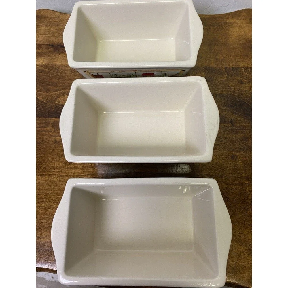 Nantucket Ceramic Mini Loaf Pans Fall Autumn Harvest Set of 3